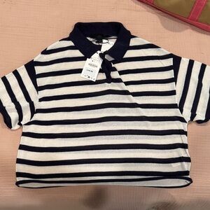 Zara Striped Knit Polo Shirt
